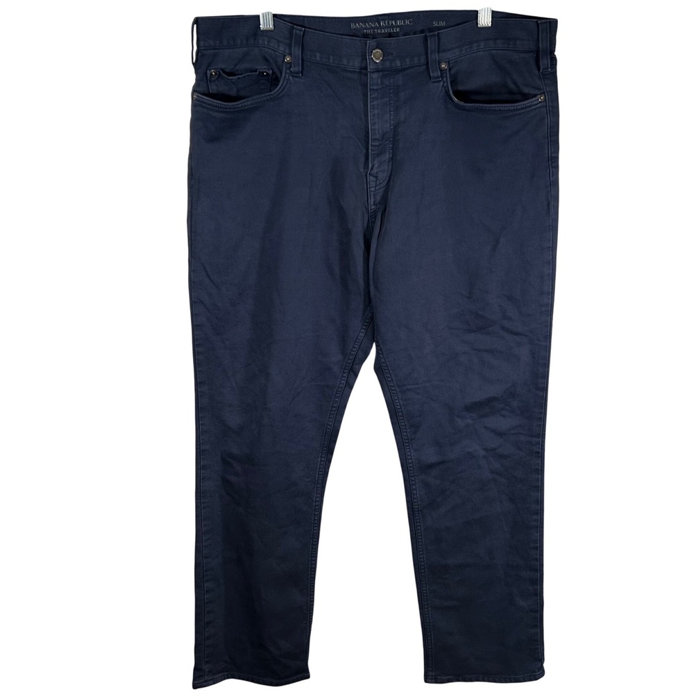 Banana Republic The Traveler Slim Fit Navy Blue Pants Mens 38x32 RN 54023